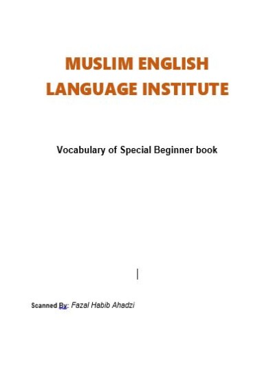 Special Beginner Vocabulary MELI